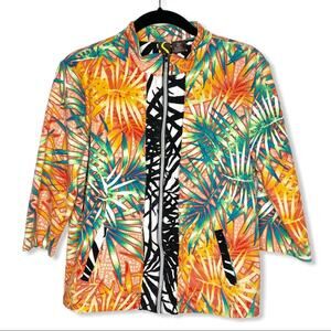 SPORTELLE / orange palm floral full zip jacket